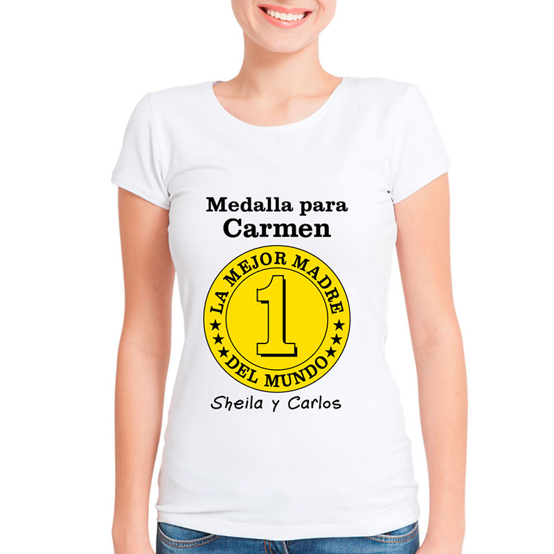 Regalos personalizados: Camisetas personalizadas: Camiseta medalla mejor madre personalizada