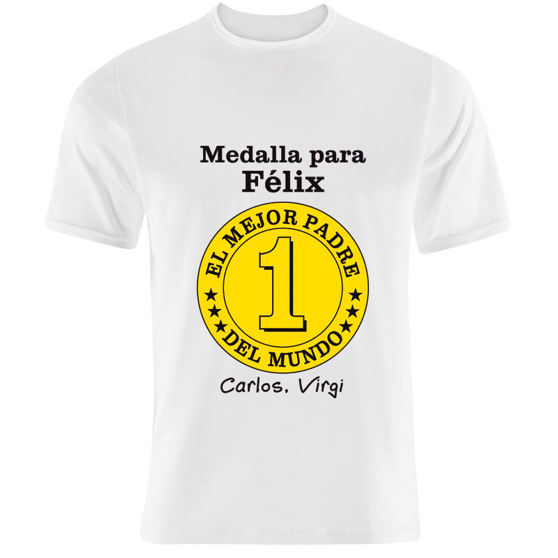 Regalos personalizados: Camisetas personalizadas: Camiseta medalla al mejor padre personalizada