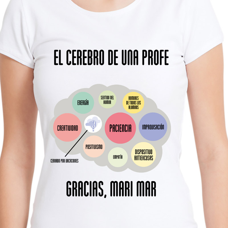 Regalos personalizados: Camisetas personalizadas: Camiseta para profesoras El cerebro de una profe