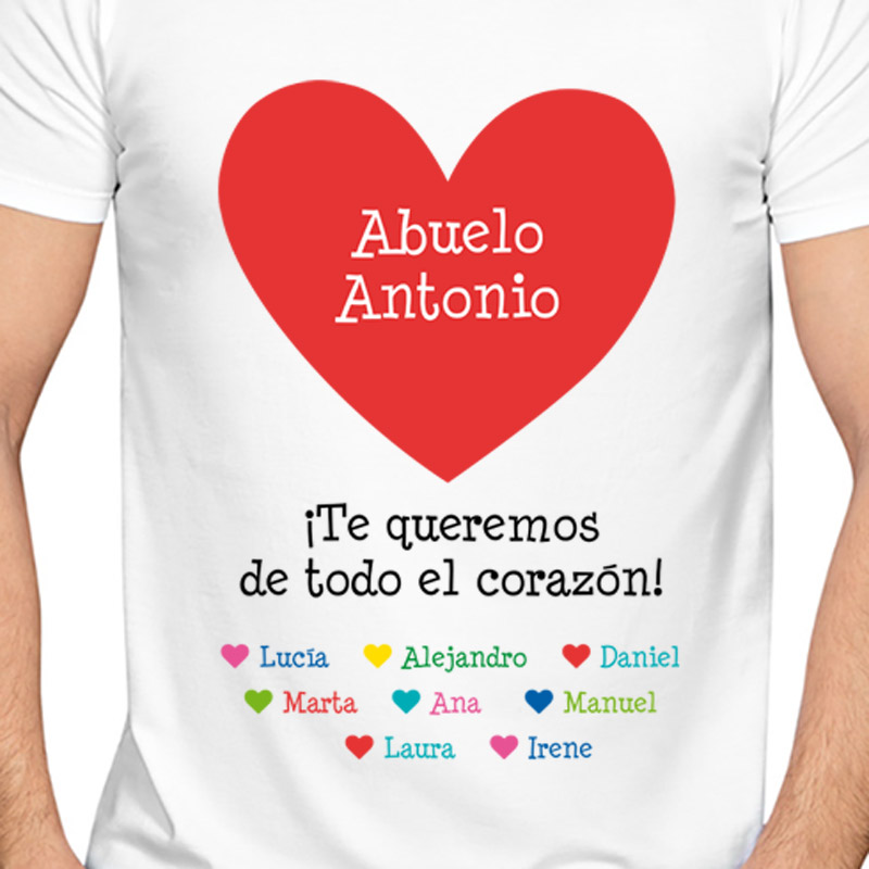 Regalos personalizados: Camisetas personalizadas: Camiseta personalizada abuelo Te queremos