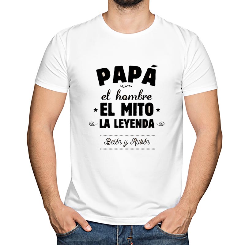 Regalos personalizados: Regalos con nombre: Camiseta personalizada  'Papá, el mito, la leyenda'