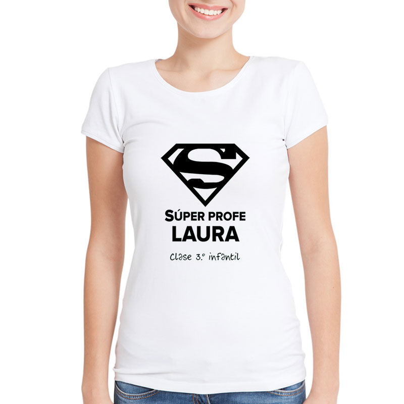 Regalos personalizados: Camisetas personalizadas: Camiseta Súper Profe personalizada para profesoras