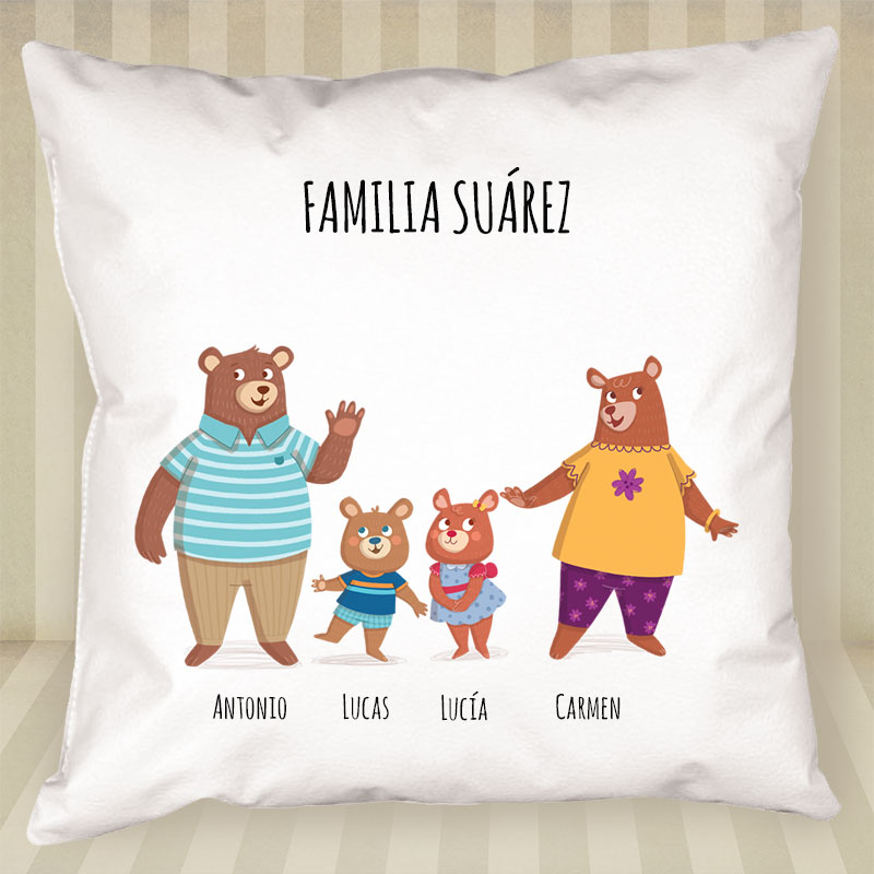 Regalos personalizados: Diseño y decoración: Cojín familia Oso personalizado