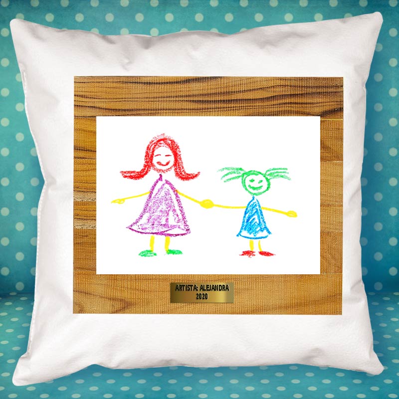 Regalos personalizados: Regalos con fotos: Cojín personalizado con el dibujo de tu artista