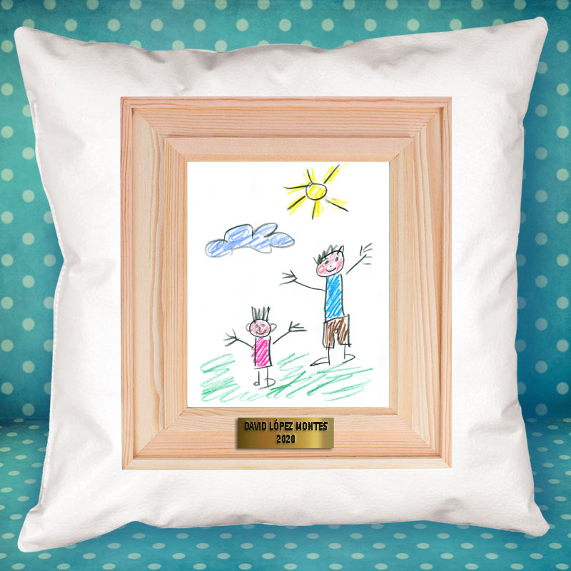 Regalos personalizados: Regalos con fotos: Cojín personalizado con el dibujo de tu artista