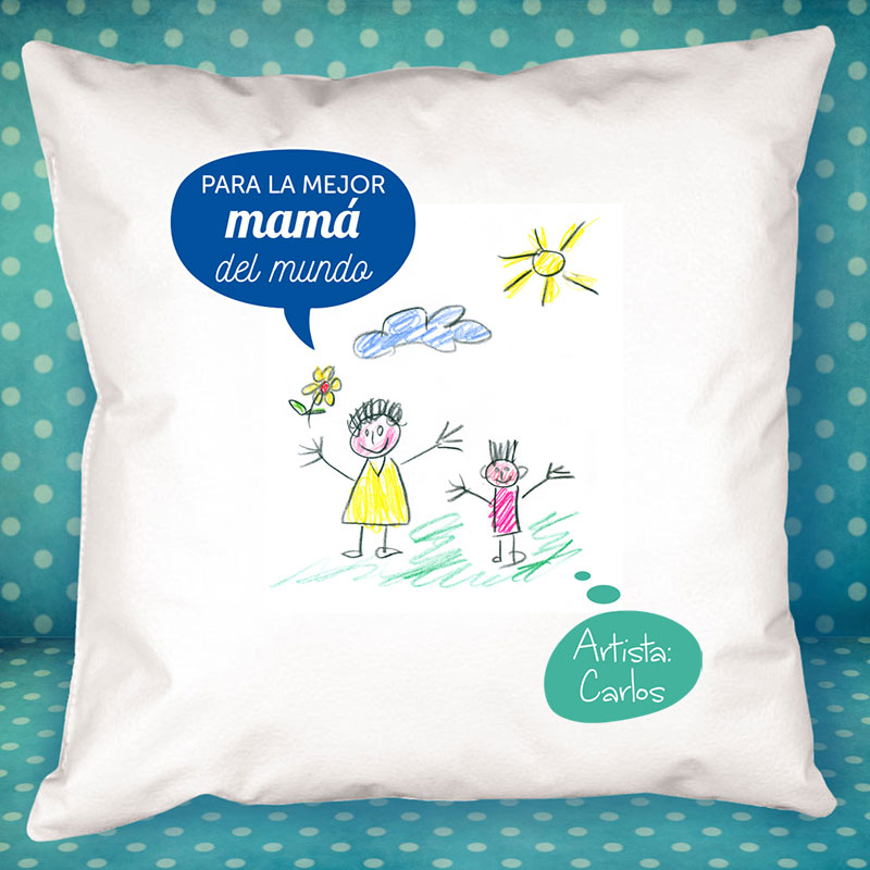 Regalos personalizados: Diseño y decoración: Cojín personalizado con el dibujo de tu hijo