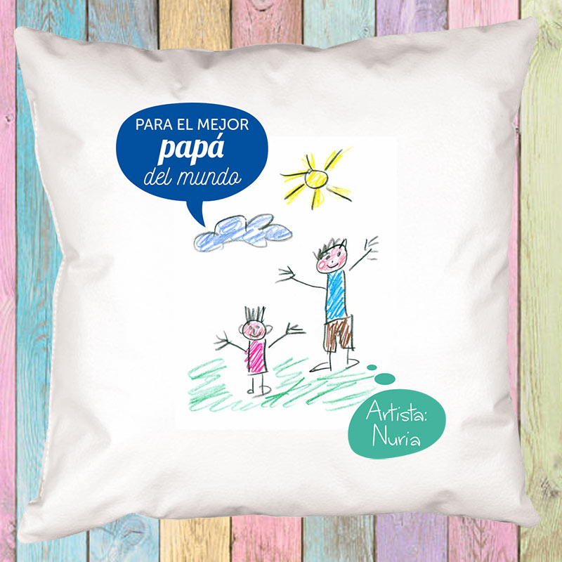 Regalos personalizados: Diseño y decoración: Cojín personalizado con el dibujo de tu hijo