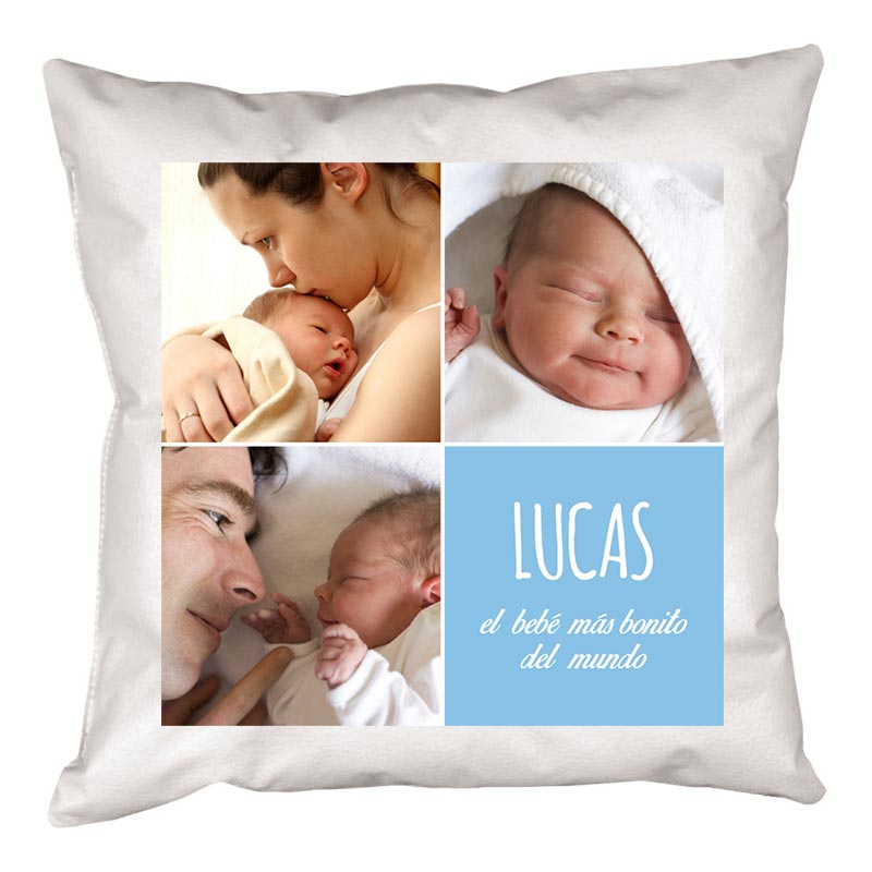 Regalos personalizados: Diseño y decoración: Cojín personalizado con fotos y mensaje