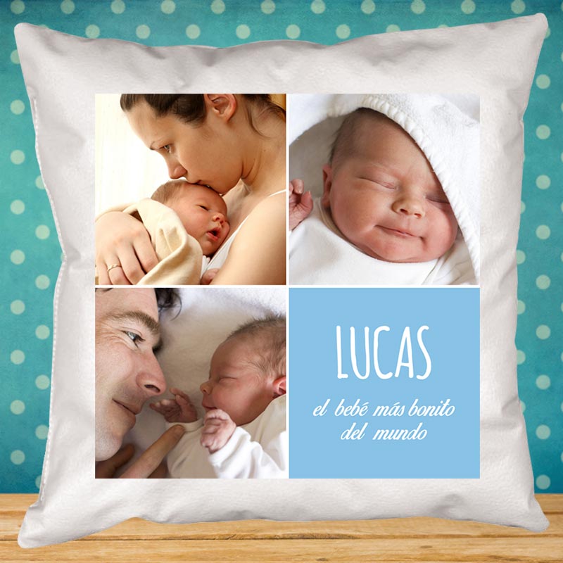 Regalos personalizados: Diseño y decoración: Cojín personalizado con fotos y mensaje