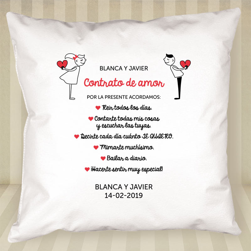 Regalos personalizados: Diseño y decoración: Cojín personalizado contrato de amor