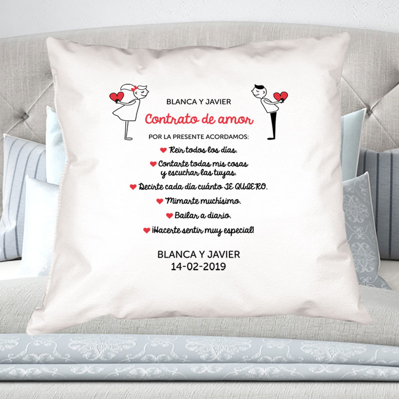 Regalos personalizados: Diseño y decoración: Cojín personalizado contrato de amor