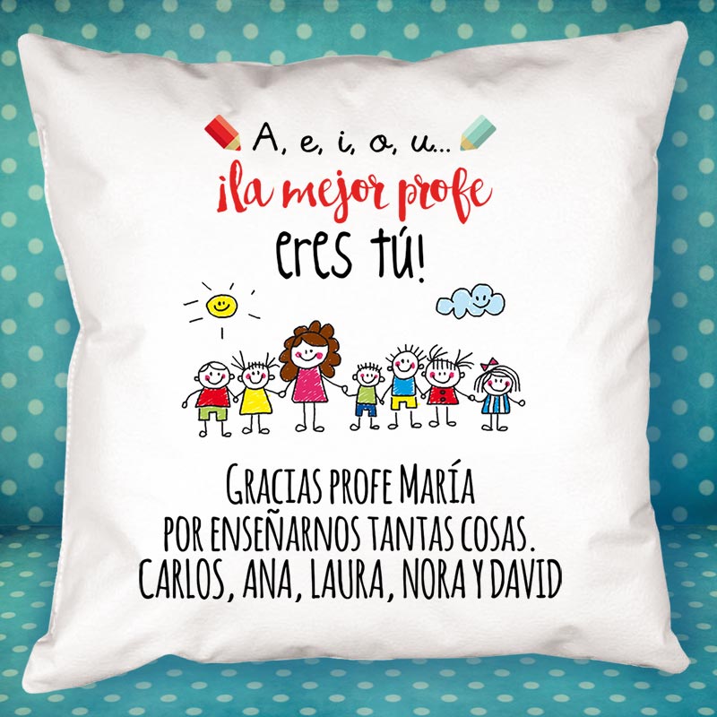 Regalos personalizados: Diseño y decoración: Cojín personalizado 'El mejor profe eres tú'