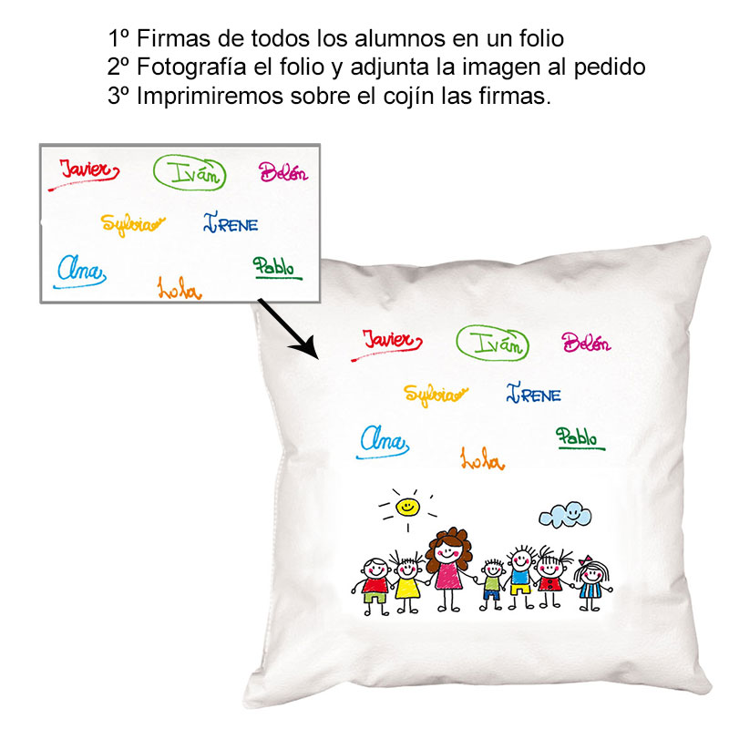 Regalos personalizados: Diseño y decoración: Cojín personalizado firmas para profe