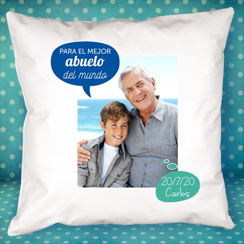 Regalos personalizados: Diseño y decoración: Cojín personalizado para abuelo con dibujo o foto