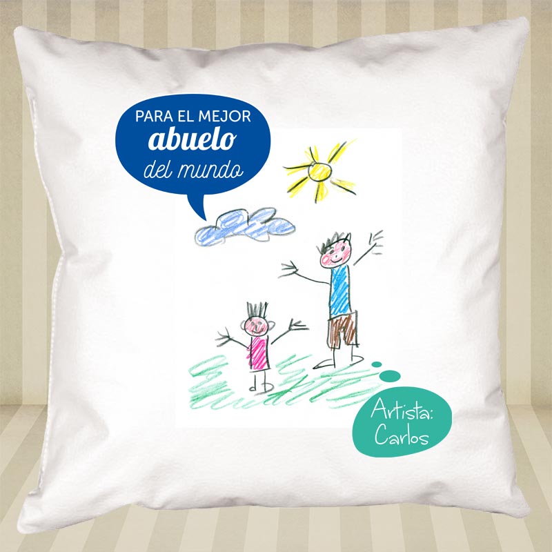 Regalos personalizados: Diseño y decoración: Cojín personalizado para abuelo con dibujo o foto