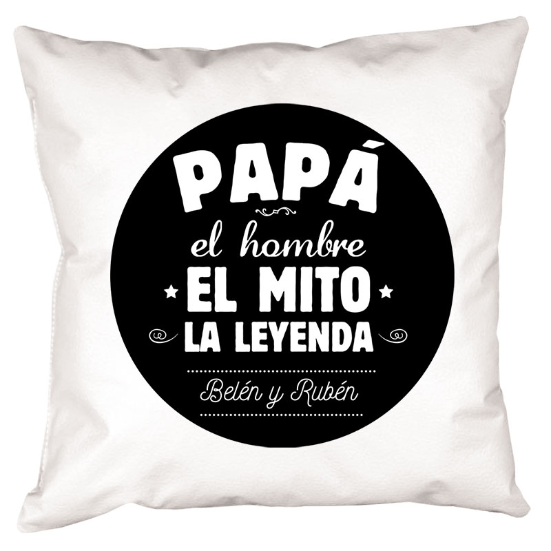 Regalos personalizados: Diseño y decoración: Cojín personalizado para padre 'El mito, la leyenda'