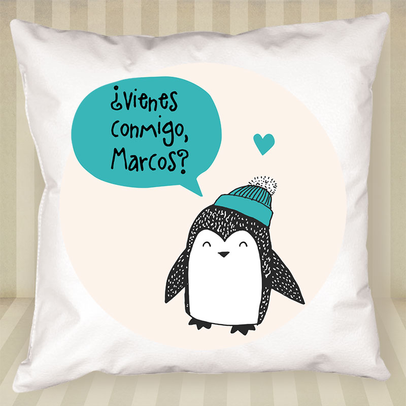 Regalos personalizados: Diseño y decoración: Cojín personalizado "Pingüino"