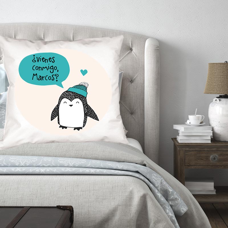 Regalos personalizados: Diseño y decoración: Cojín personalizado "Pingüino"
