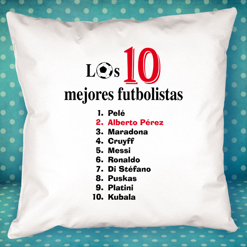 Regalos personalizados: Diseño y decoración: Cojín personalizado 'Top 10 futbolistas'