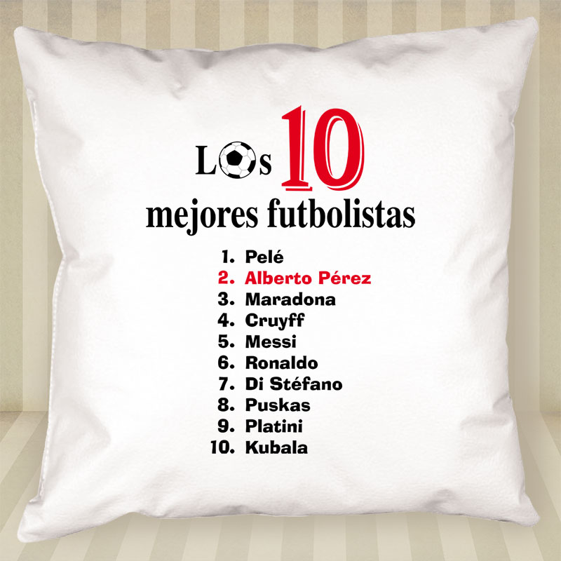 Regalos personalizados: Diseño y decoración: Cojín personalizado 'Top 10 futbolistas'