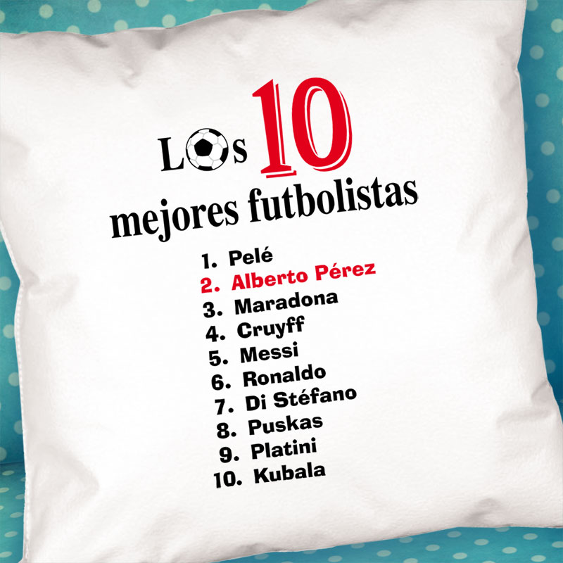 Regalos personalizados: Diseño y decoración: Cojín personalizado 'Top 10 futbolistas'