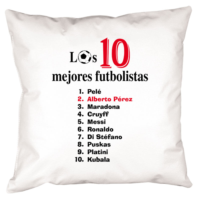 Regalos personalizados: Diseño y decoración: Cojín personalizado 'Top 10 futbolistas'