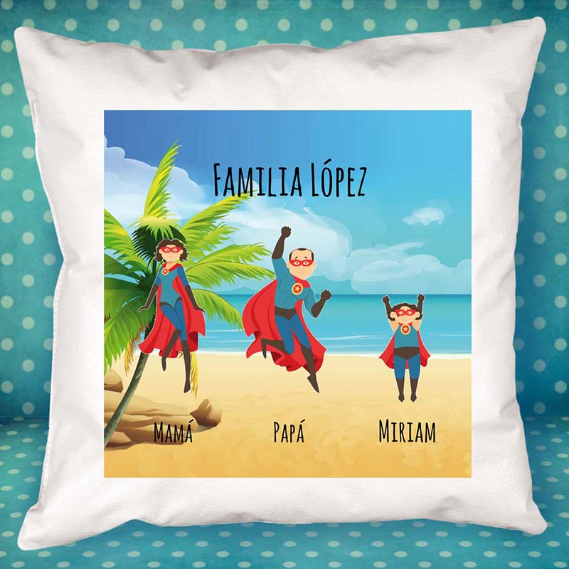 Regalos personalizados: Diseño y decoración: Cojín Súper familia personalizado