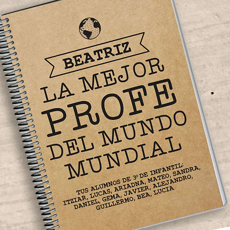 Regalos personalizados: Cuadernos: Cuaderno al mejor profe del mundo mundial