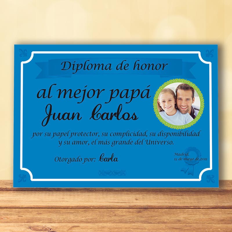 Regalos personalizados: Diseño y decoración: Diploma para el mejor Padre con foto