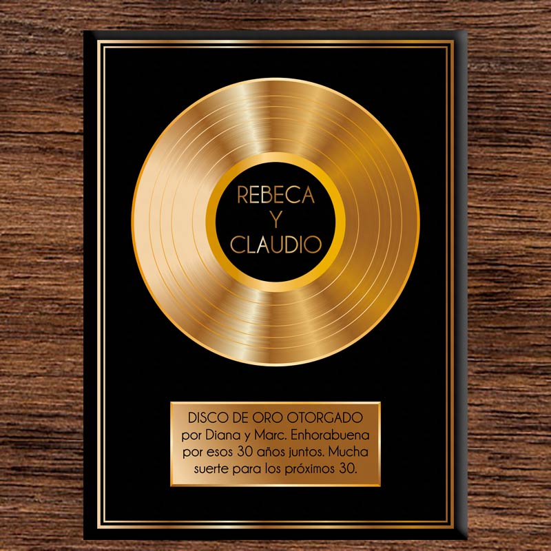 Regalos personalizados: Diseño y decoración: Disco de oro personalizado en lienzo