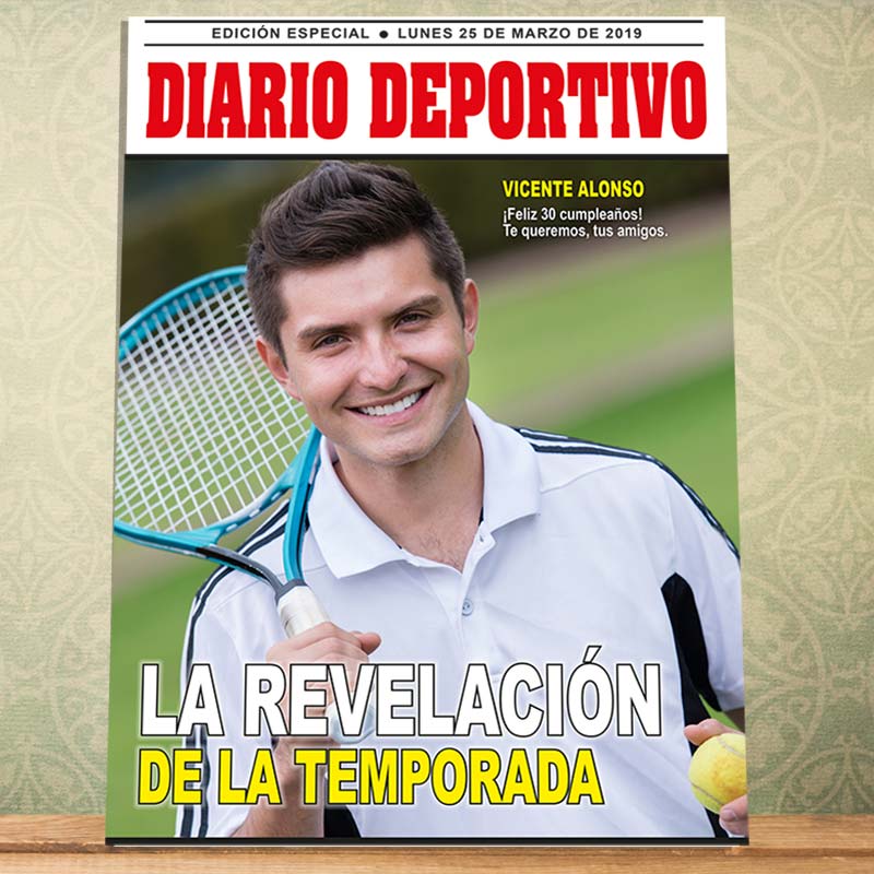 Regalos personalizados: Diseño y decoración: Falsa portada de periódico "Diario Deportivo"