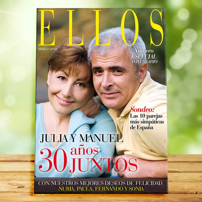 Regalos personalizados: Diseño y decoración: Falsa portada de revista especial aniversario