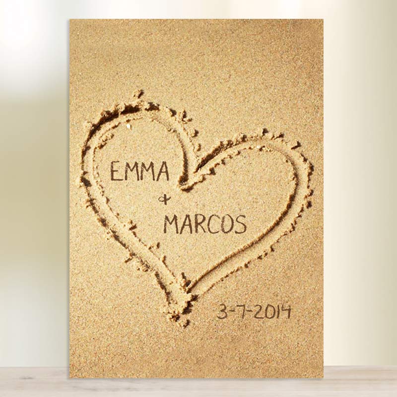 Regalos personalizados: Diseño y decoración: Lámina personalizada Corazón en la arena