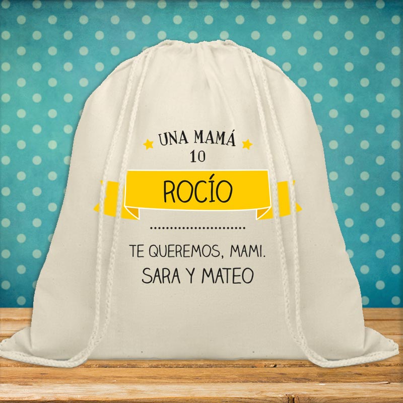 Regalos personalizados: Regalos con nombre: Mochila de cuerdas BIO personalizada