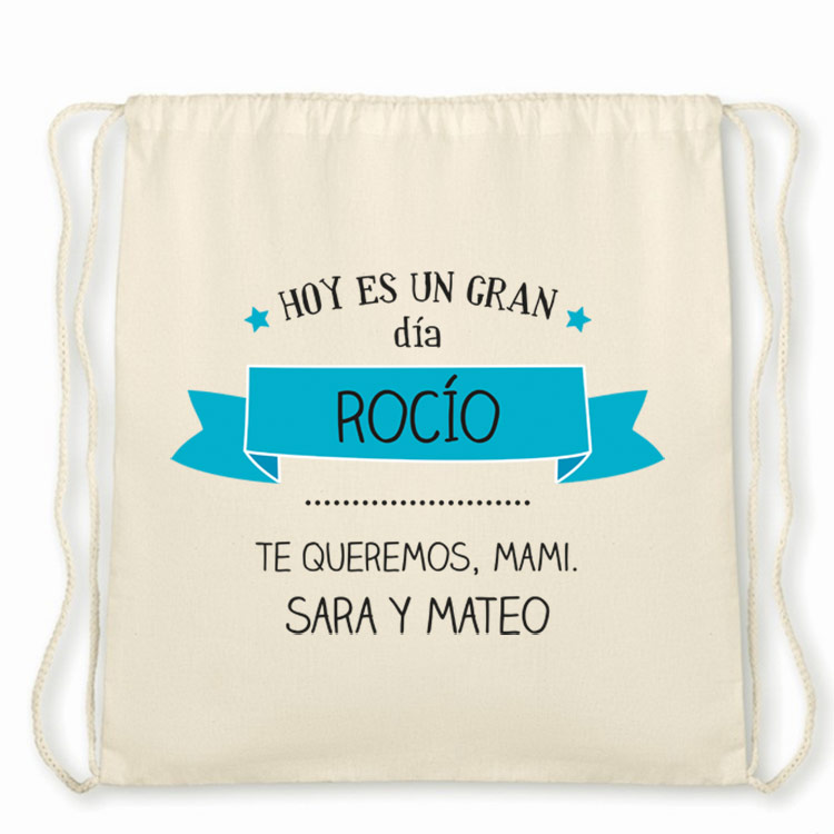 Regalos personalizados: Regalos con nombre: Mochila de cuerdas BIO personalizada