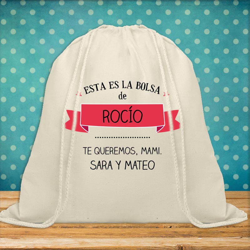 Regalos personalizados: Regalos con nombre: Mochila de cuerdas BIO personalizada