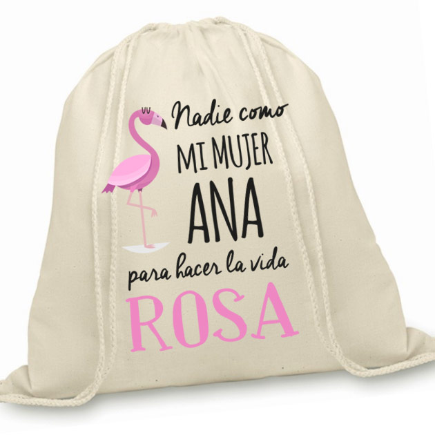 Regalos personalizados: Regalos con nombre: Mochila de cuerdas BIO personalizada "Flamenco"