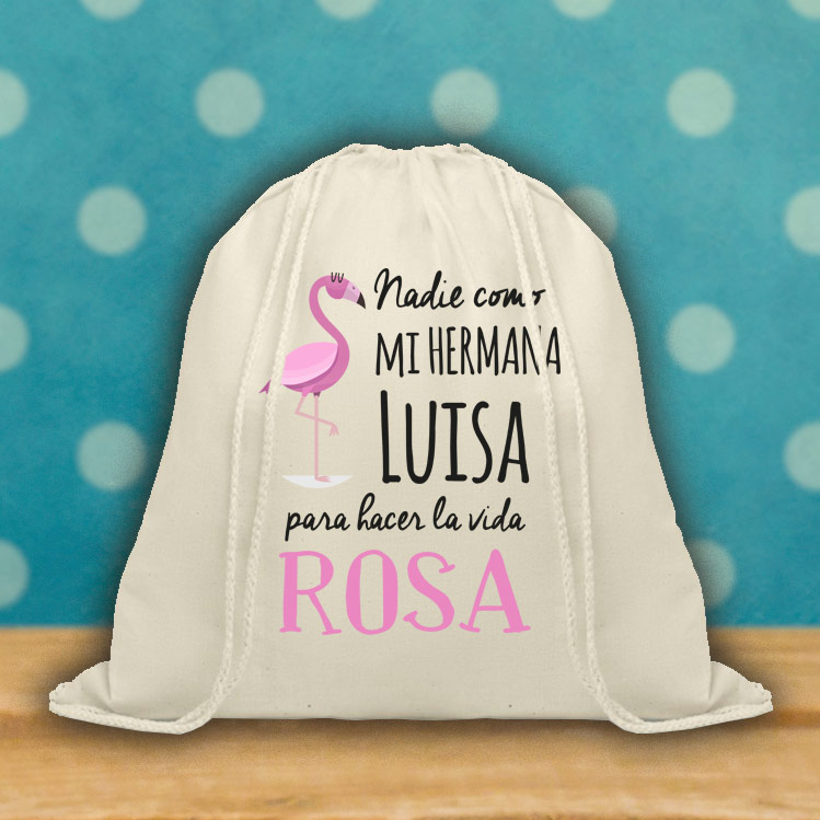 Regalos personalizados: Regalos con nombre: Mochila de cuerdas BIO personalizada "Flamenco"