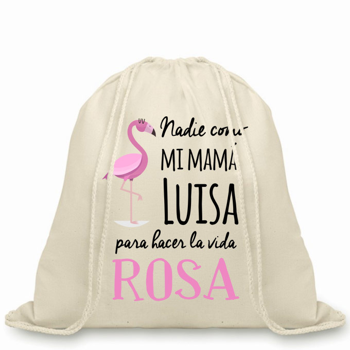 Regalos personalizados: Regalos con nombre: Mochila de cuerdas BIO personalizada "Flamenco"