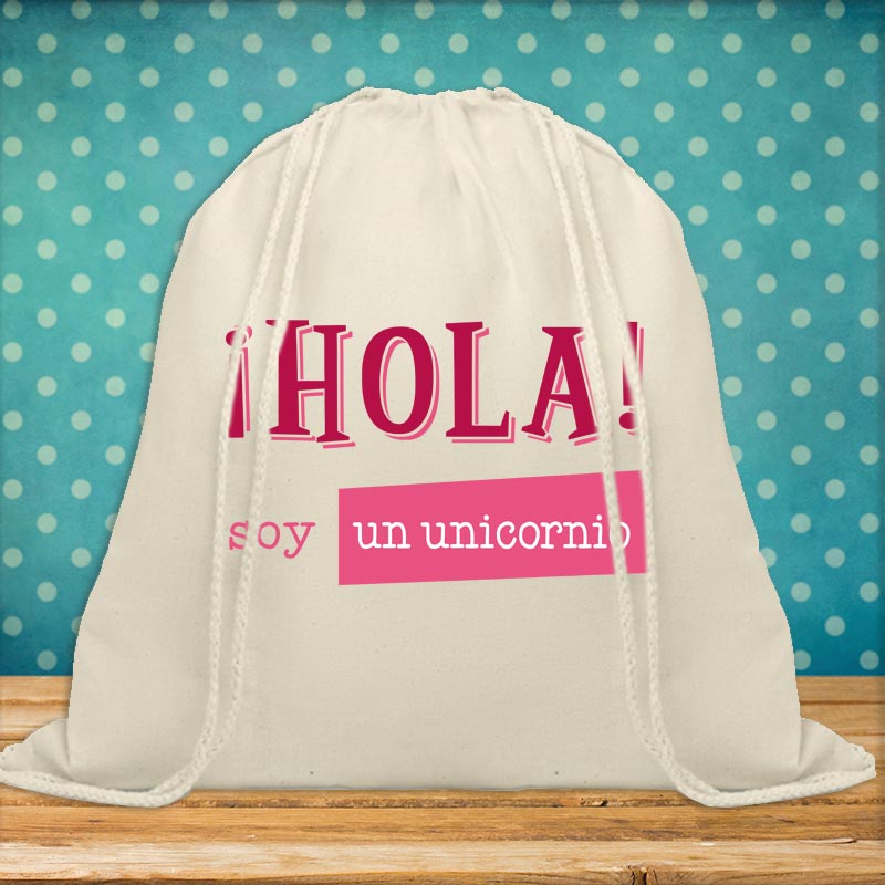 Regalos personalizados: Regalos con nombre: Mochila de cuerdas BIO personalizada ¡HOLA!