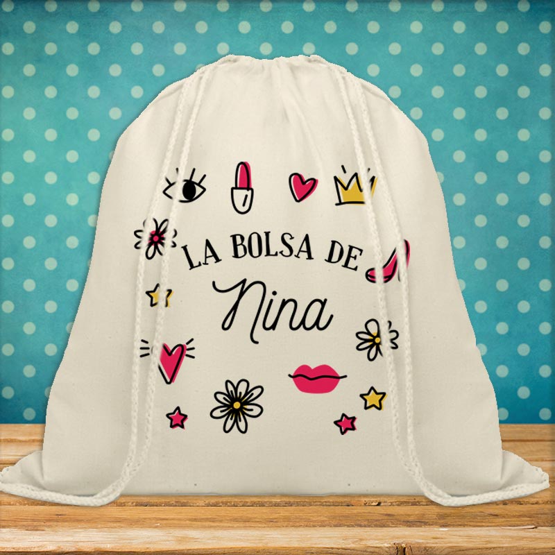 Regalos personalizados: Regalos con nombre: Mochila de cuerdas BIO personalizada para mujer