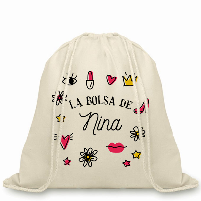 Mochila de cuerdas BIO personalizada para mujer