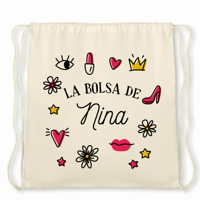 Regalos personalizados: Regalos con nombre: Mochila de cuerdas BIO personalizada para mujer