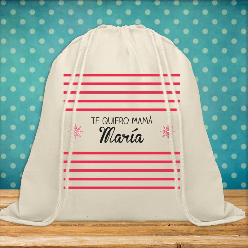 Regalos personalizados: Regalos con nombre: Mochila de cuerdas marinera BIO personalizada 