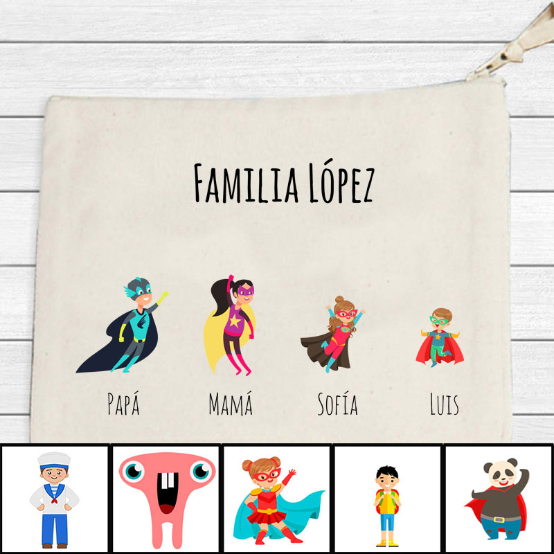 Regalos personalizados: Regalos con nombre: Neceser BIO familias personalizado