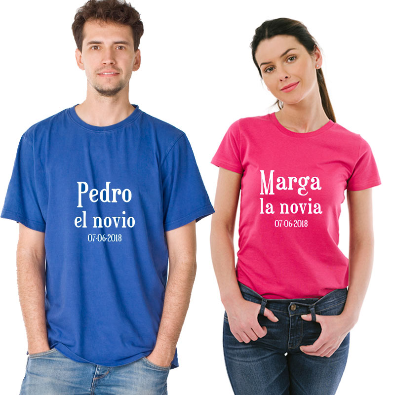 Regalos personalizados: Regalos con nombre: Pack camisetas novios personalizadas