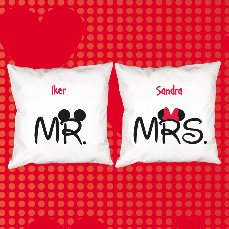 Regalos personalizados: Diseño y decoración: Pack de cojines Mr y Mrs personalizados