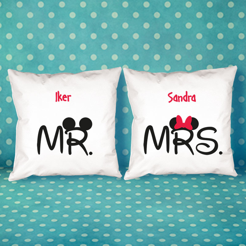 Regalos personalizados: Diseño y decoración: Pack de cojines Mr y Mrs personalizados