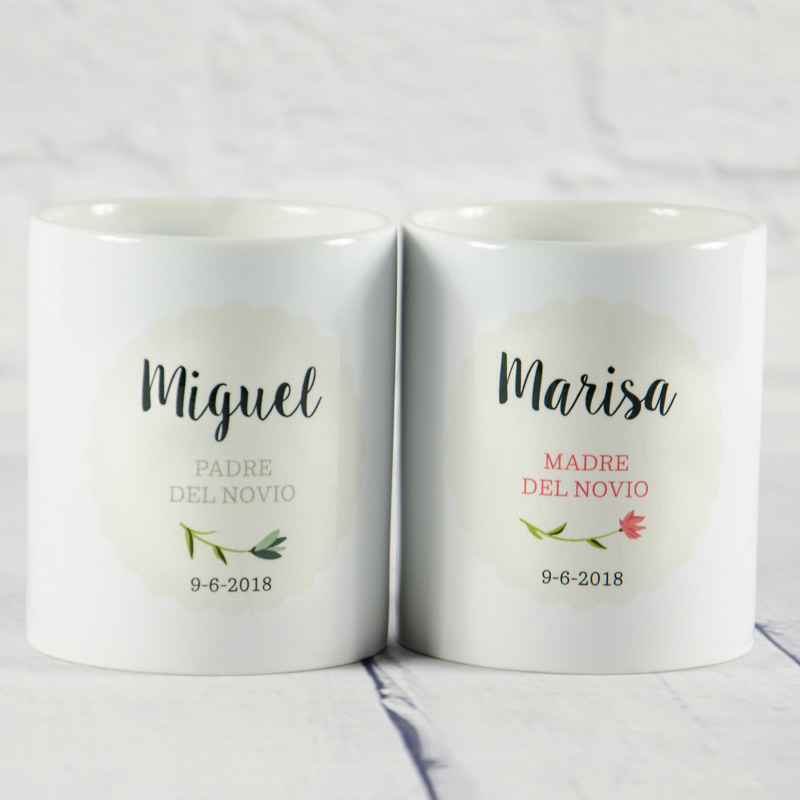 Regalos personalizados: Diseño y decoración: Pack de tazas para padrinos de boda