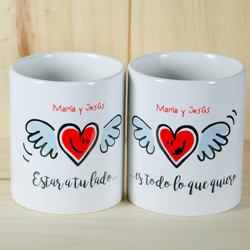 Regalos personalizados: Regalos con nombre: Pack de tazas personalizadas "Estar a tu lado"